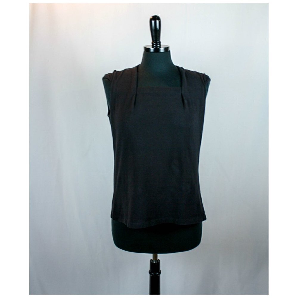 Coldwater Creek Black Sleeveless Square Ne…